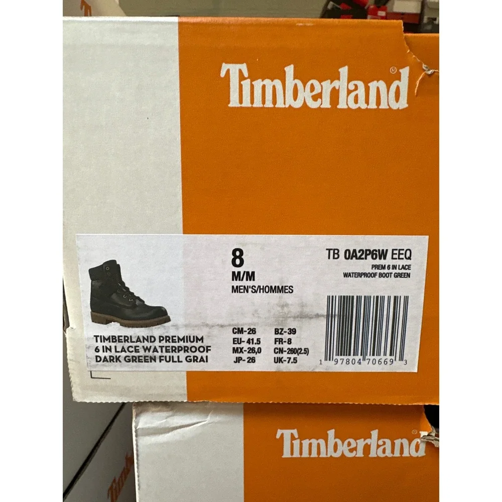 Timberland Premium 6 inch Waterproof Boot Dk Green Full Grain TB‎ 0A2P6W EEQ 8